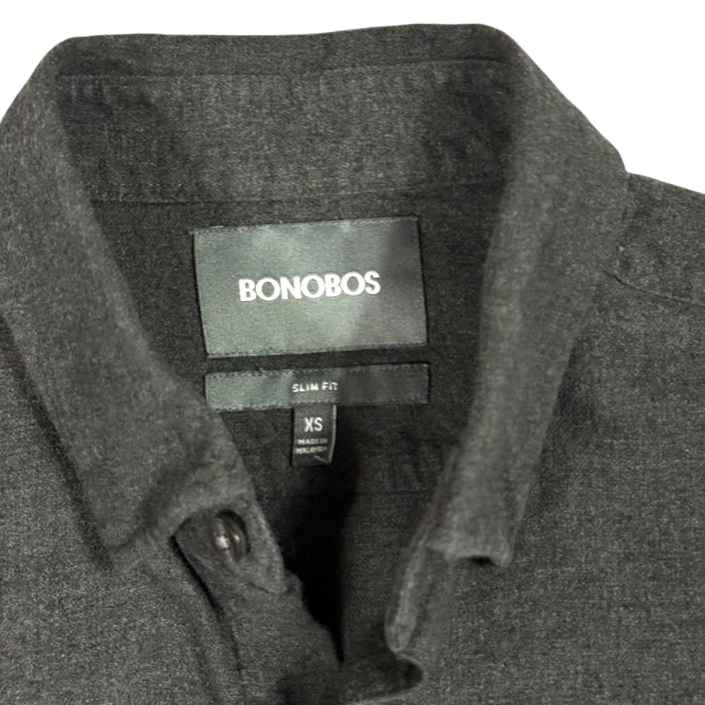 Bonobos XS Charcoal Lightweight Flannel Button-Down Slim Fit Shirt Rugged 90s - Picture 3 of 6